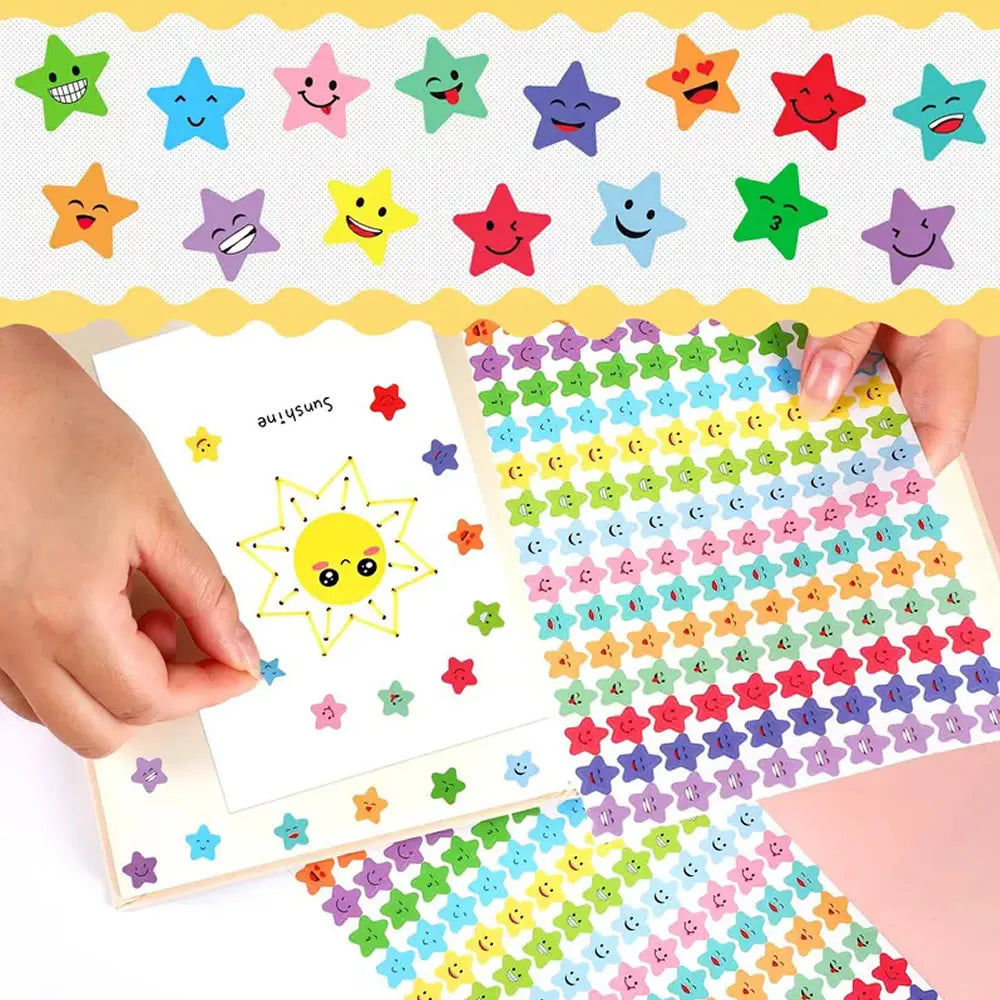 450-3000 Sheet Happy Face Stars Reward Sign Stickers Pack DIY Skateboard Suitcase Stationery Decals Decor Phone Laptop Gift Toys Beauty World Shop
