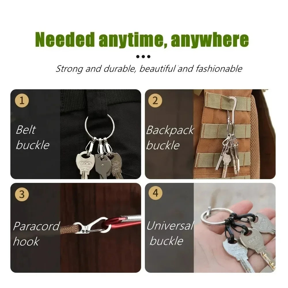 10pc Mini Carabiner Clip Metal Spring Snap Hooks Paracord Lanyard Hanging Clips for Keychain Backpack Bottle Outdoor Accessories Beauty World Shop
