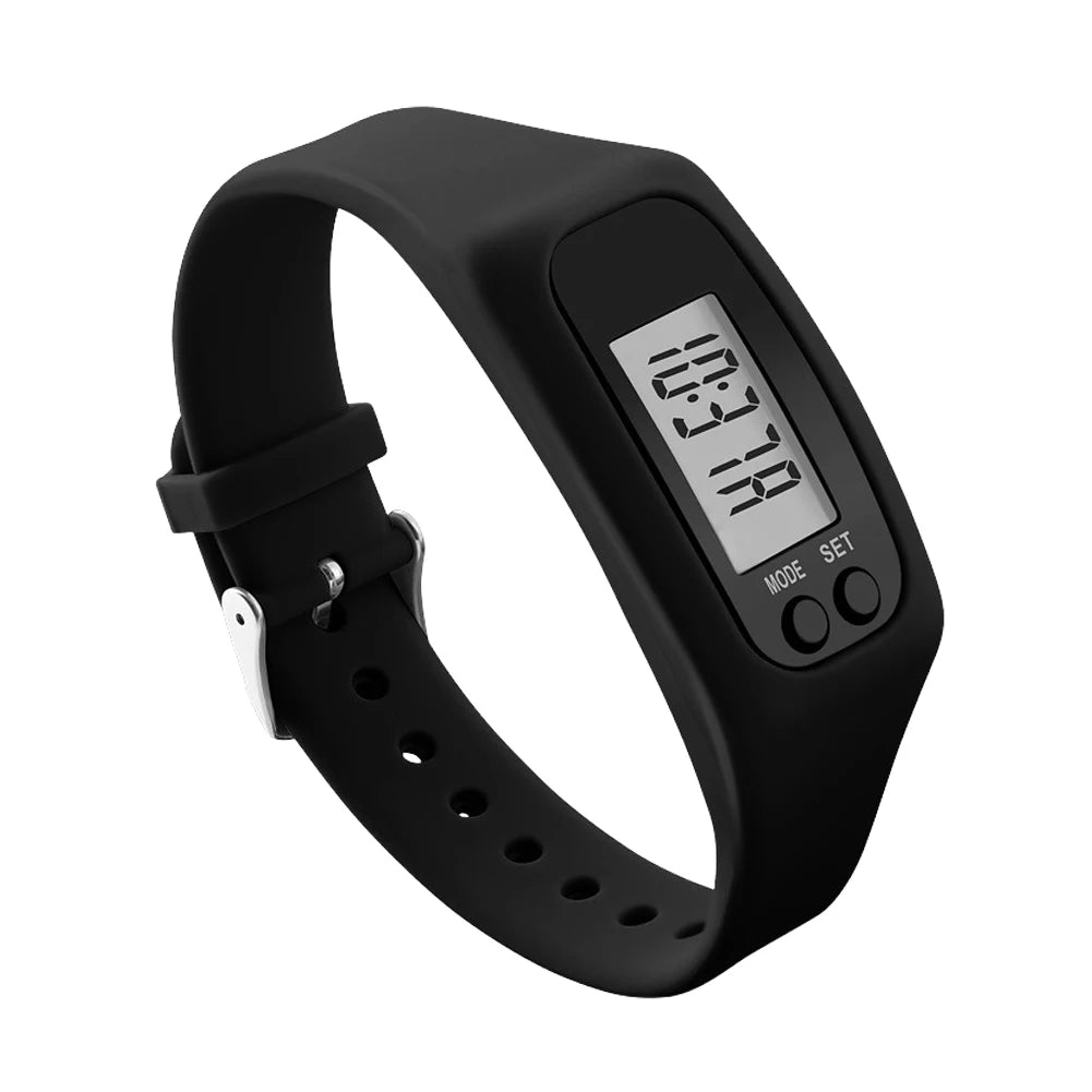 LED Pedometer Bracelet Walking Running Pedometer 12/24H Time Display Silicone Step Tracker Fitness Watch for Outdoor Sports Beauty World Shop