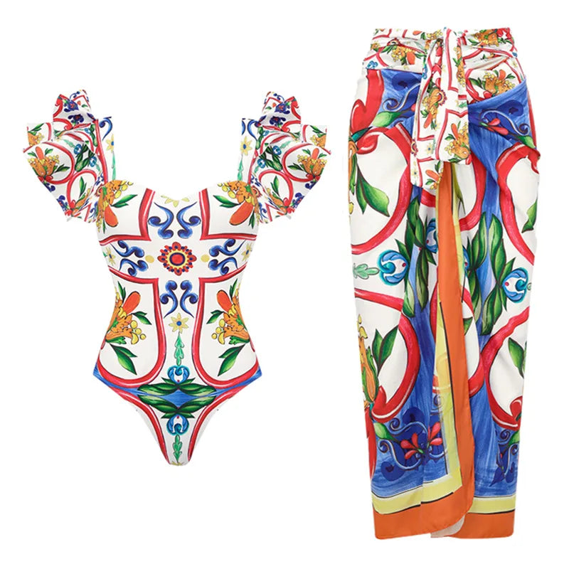 2026 New Sexy Ruffle Bikini Set Printed Brazilian Biquini Women Swimwear Skirt Bathing Suit Girls Summer Beachwear Dress Beauty World Shop