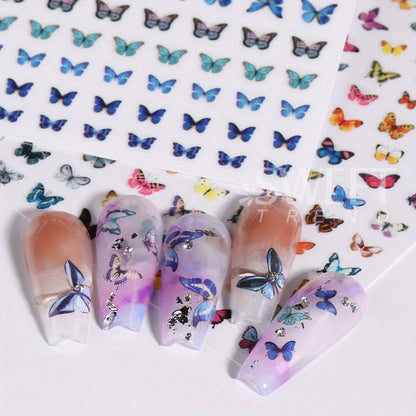 3pcs Luminous Butterfly Nail Decal Stickers Colorful Blue Butterfly Series Design Glow In The Dark Night Polish Sliders Manicure Beauty World Shop