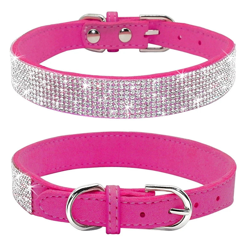 Dog Collar Crystal Glitter Rhinestone Pet Collars Zinc Alloy Buckle Collar For Small Medium Dogs Cats Chihuahua Pug Dog Collar Beauty World Shop
