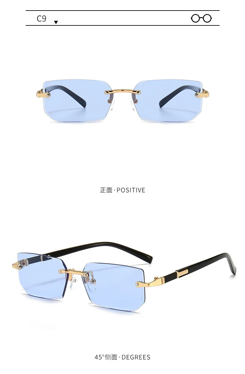 Rimless Sunglasses Rectangle Fashion Popular Women Men Shades Small Square Sun Glasses For Female Male Summer Traveling Oculos Beauty World Shop