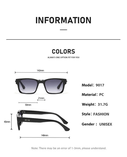 Light Luxury Square Sunglasses Minimalist Design Elegant Unisex Uv400 Protection Sun Glasses 9017 Beauty World Shop