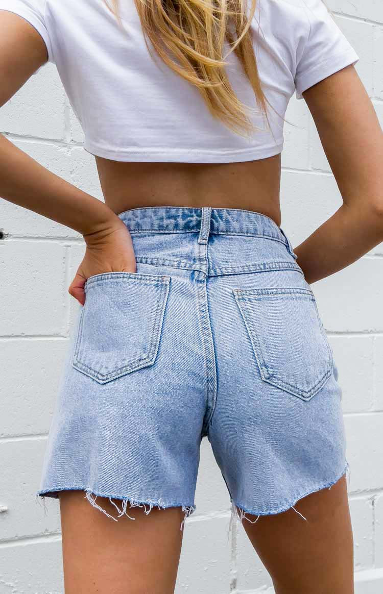 Sundae Blue Denim Asymmetric Shorts BB Exclusive