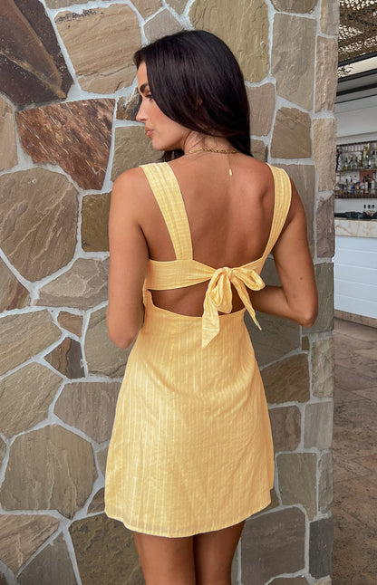 Taylor Yellow Tie Back Mini Dress BB Exclusive