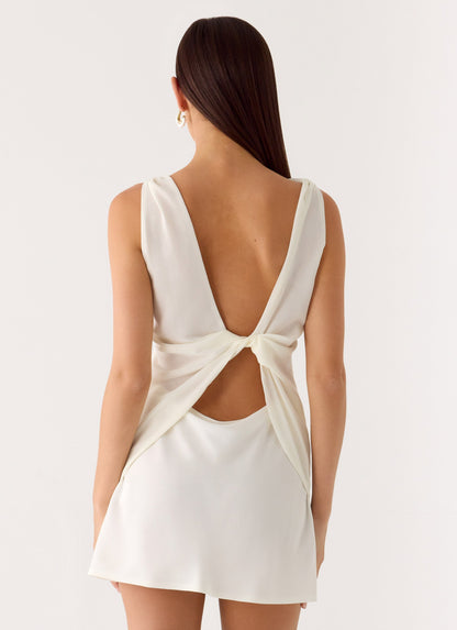 Tuscan Glow Chiffon Mini Dress - Ivory Peppermayo Exclusive