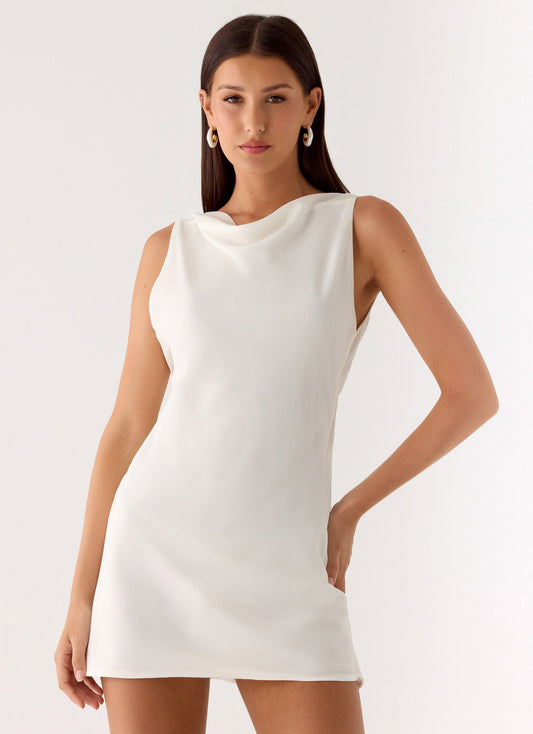 Tuscan Glow Chiffon Mini Dress - Ivory Peppermayo Exclusive