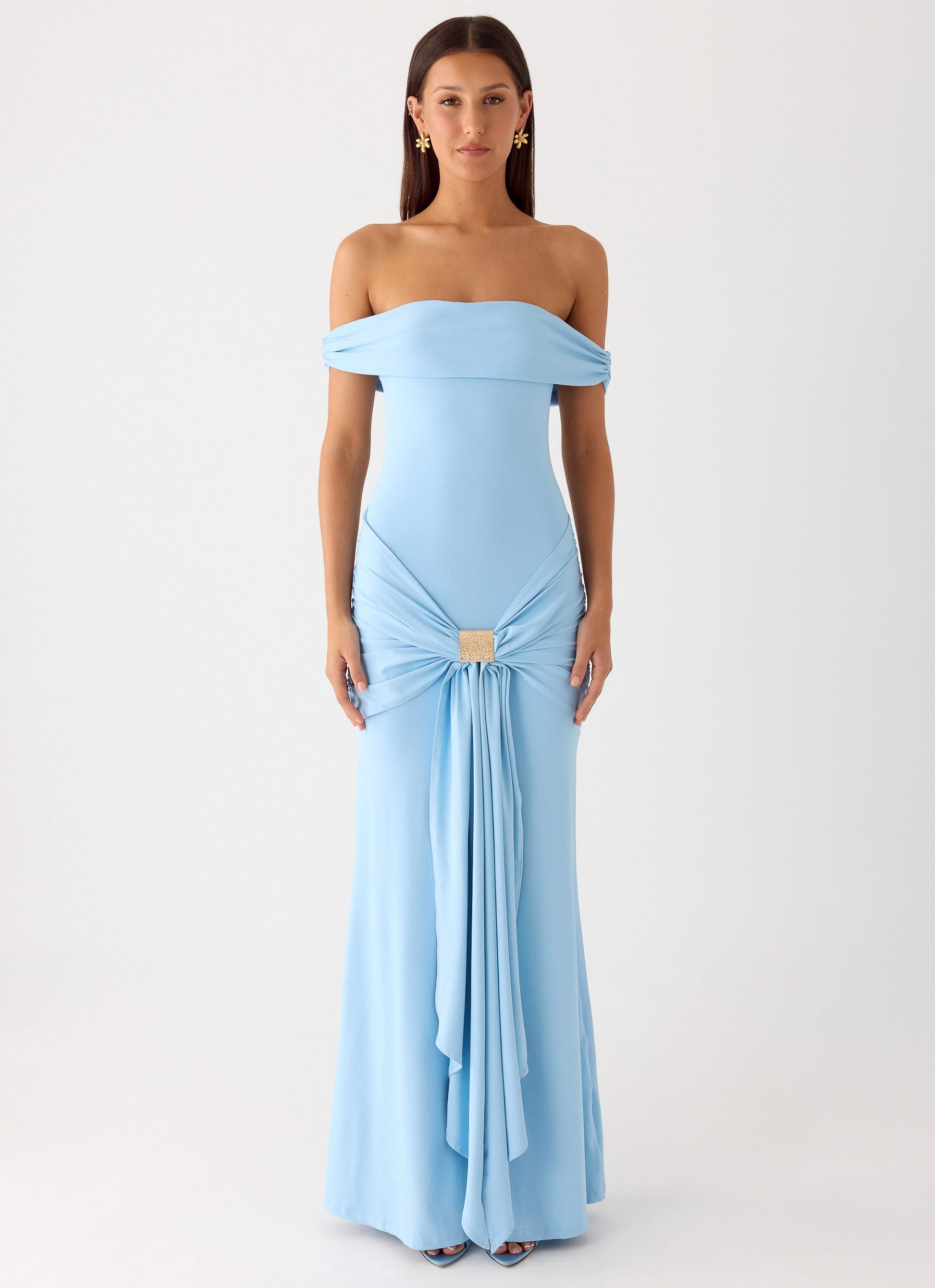 Vee Bardot Maxi Dress - Blue Peppermayo Exclusive
