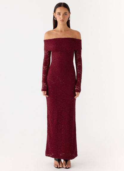 Yours Always Lace Maxi Dress - Merlot Peppermayo Exclusive