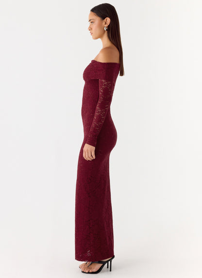 Yours Always Lace Maxi Dress - Merlot Peppermayo Exclusive