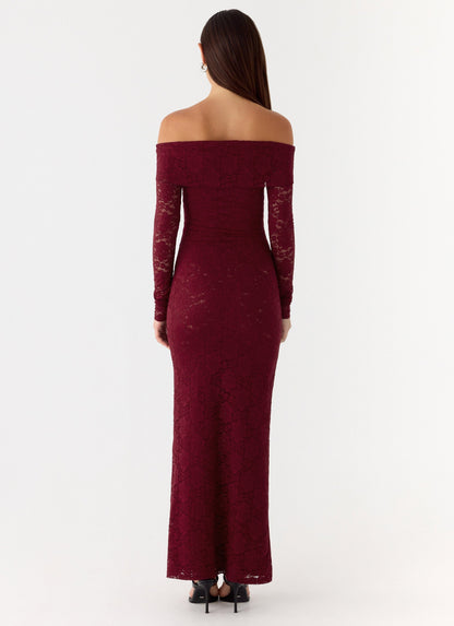 Yours Always Lace Maxi Dress - Merlot Peppermayo Exclusive