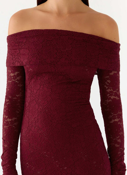 Yours Always Lace Maxi Dress - Merlot Peppermayo Exclusive