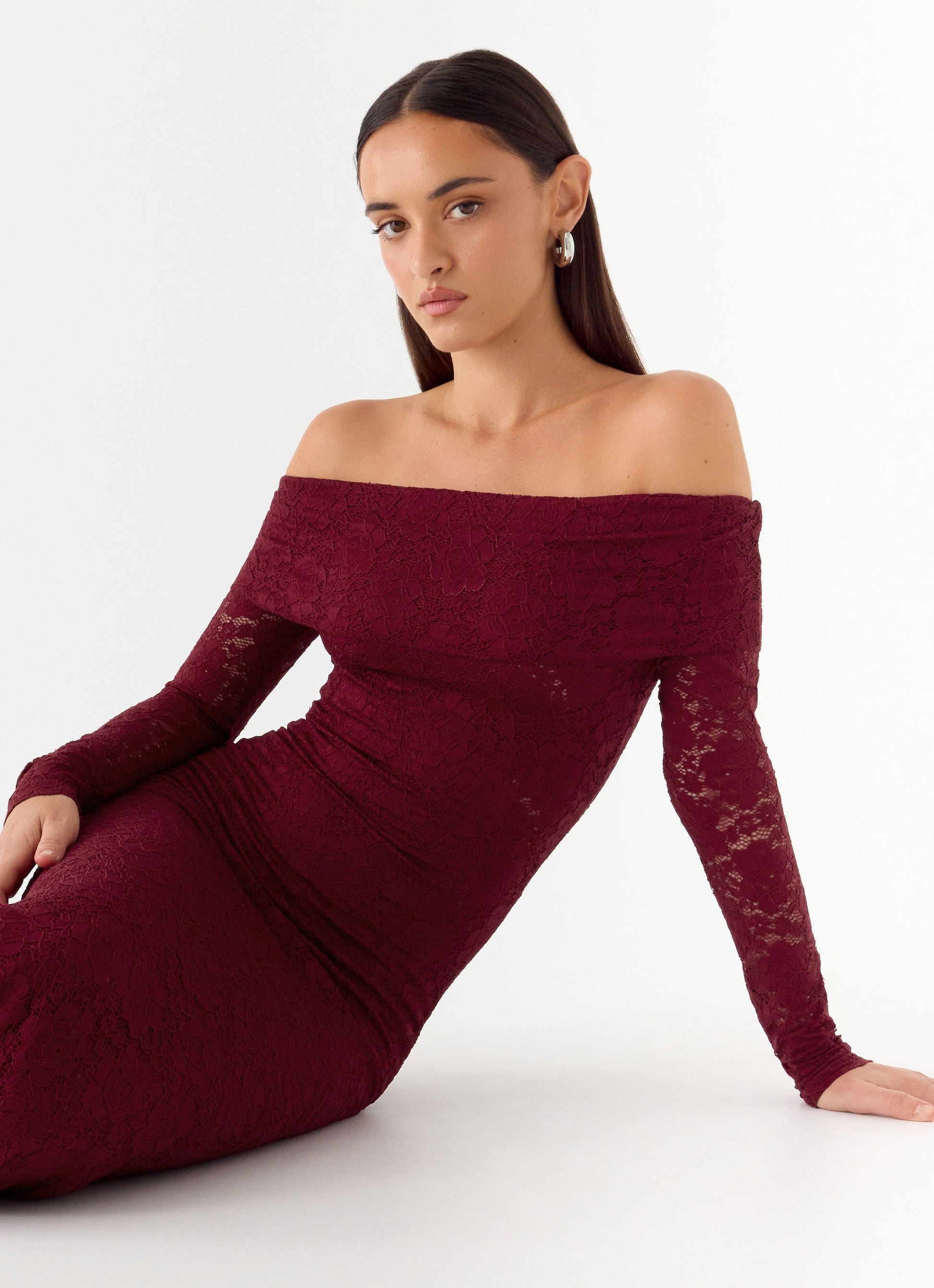 Yours Always Lace Maxi Dress - Merlot Peppermayo Exclusive