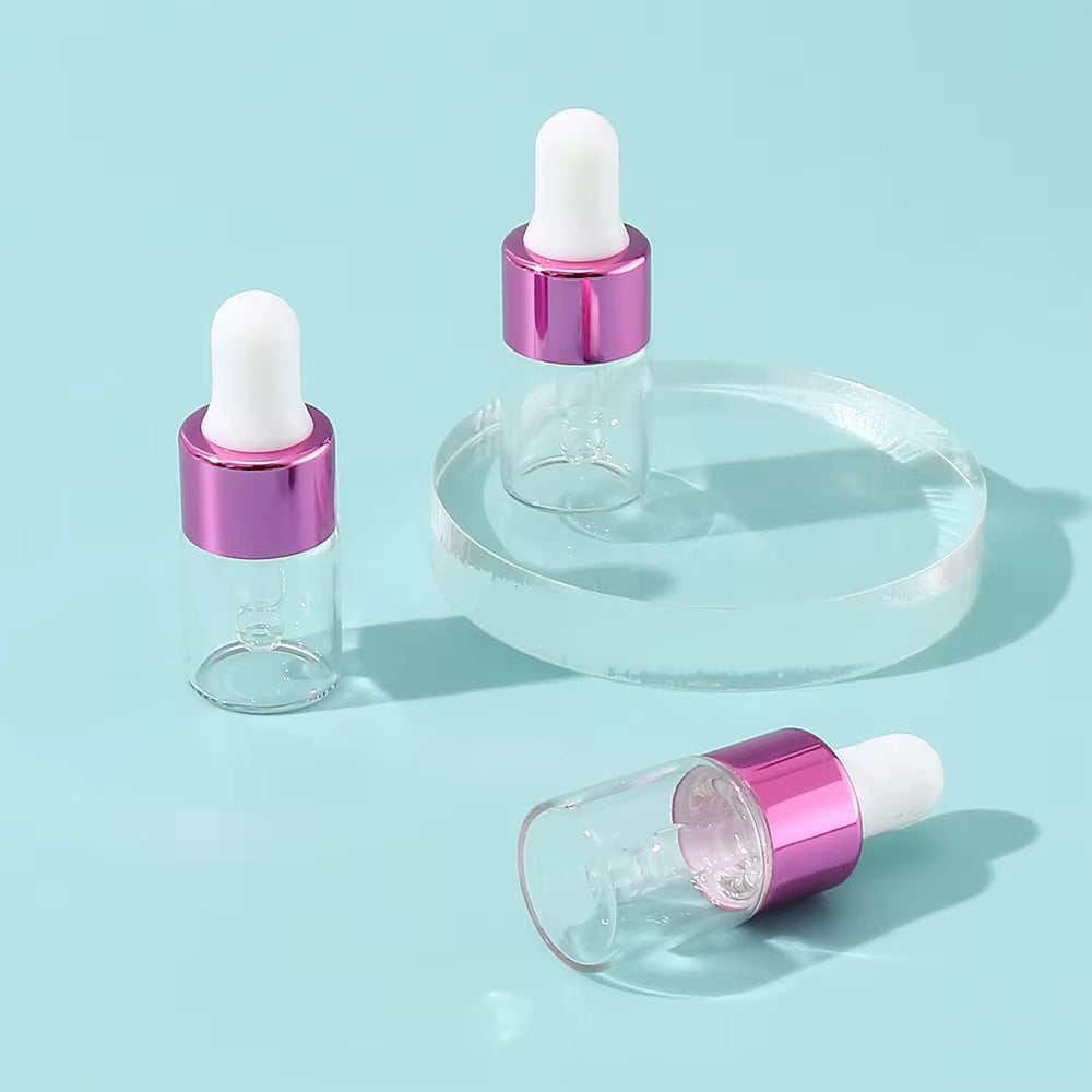 3Pcs 2Ml Clear Mini Glass Dropper Bottles Small with Glass Eye Dropper for Essential Oils Sample Traveling