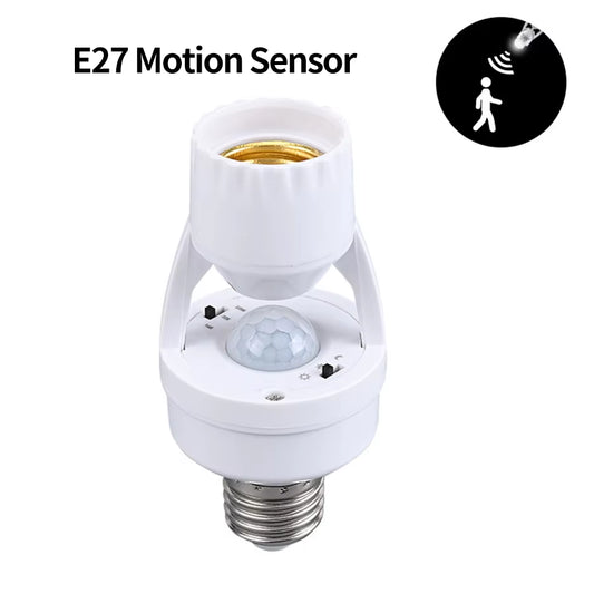 Smart Led Bulb Switch PIR Motion Sensor E27 E26 Lamp Base Bulb Holder Socket Adapter Converter AC 85-265V Adjustable Detector