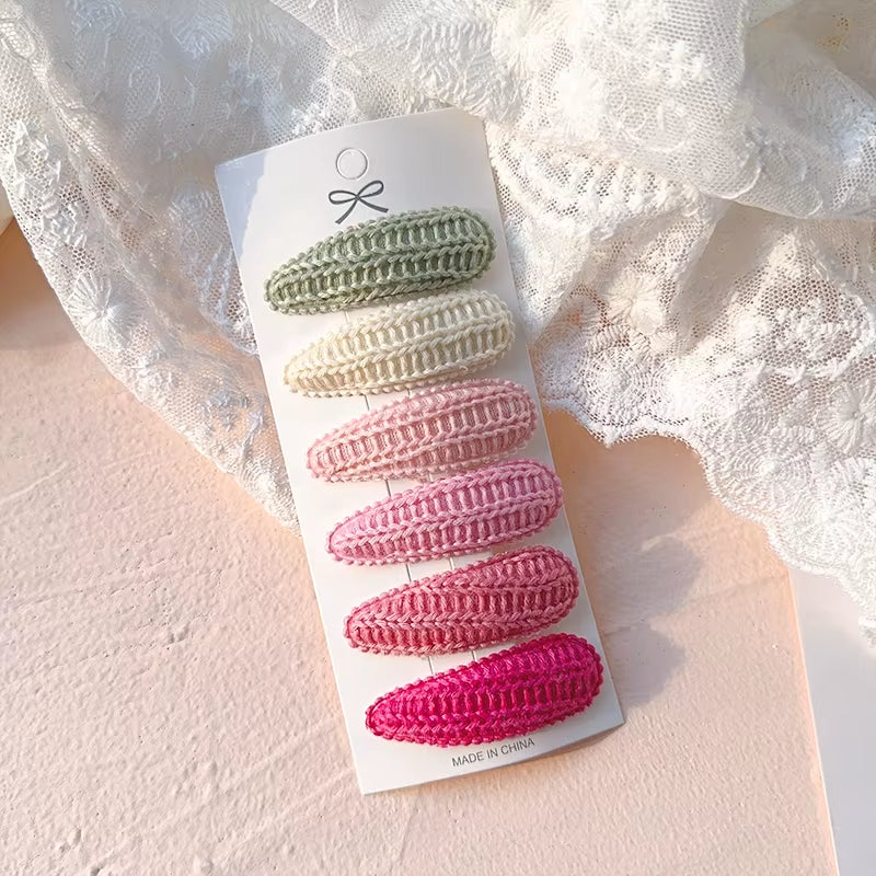 6Pcs/Set Fresh Print Cotton Alloy Hair Clips for Kids Fabric Plaid BB Hairpins Girl Hairgripe Headwear Baby Hair Accessories