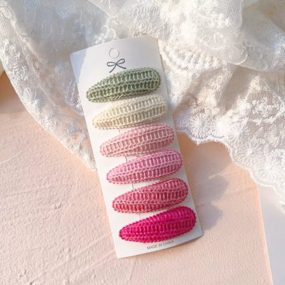 6Pcs/Set Fresh Print Cotton Alloy Hair Clips for Kids Fabric Plaid BB Hairpins Girl Hairgripe Headwear Baby Hair Accessories