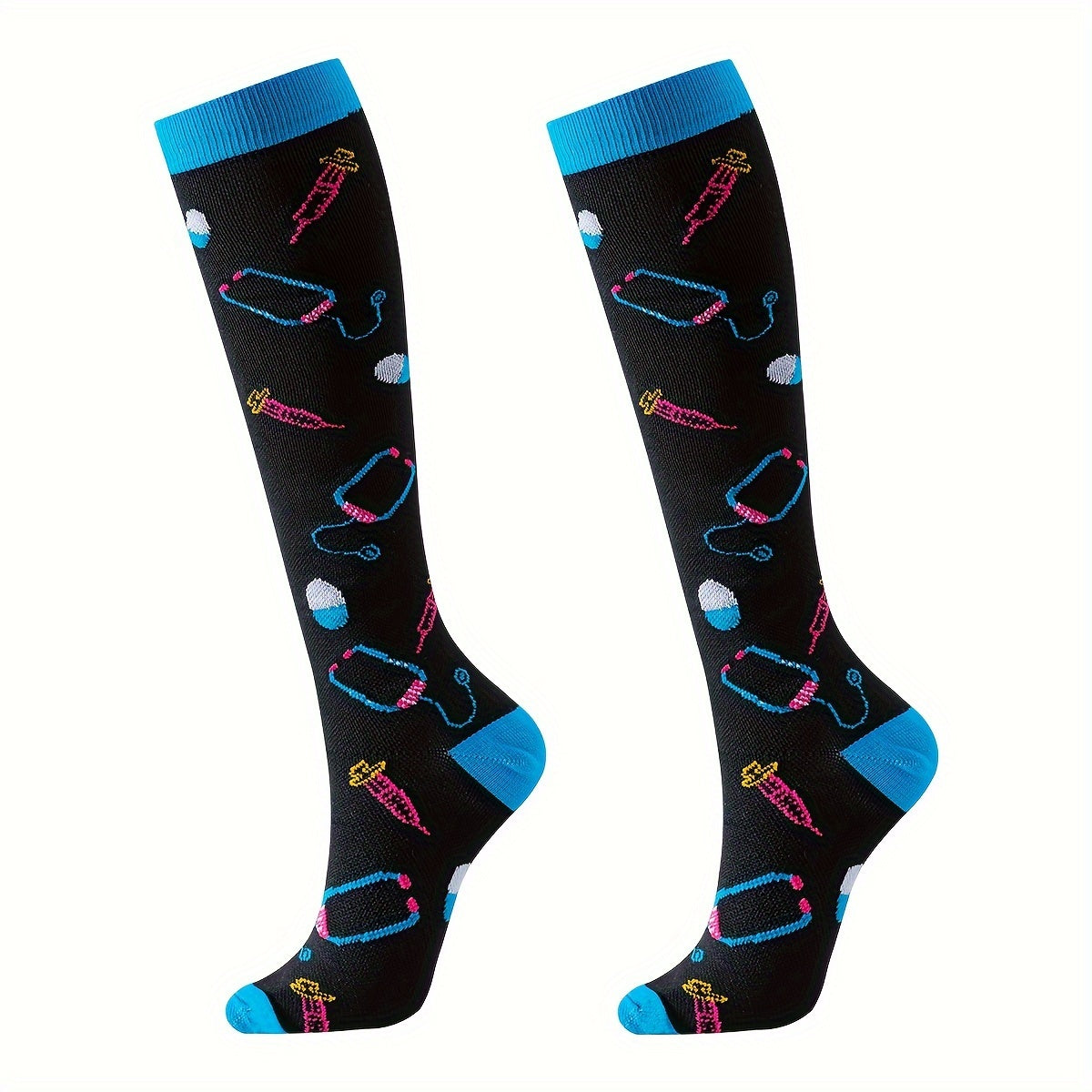 6 Pairs 2024 New Unisex Knee High Athletic Socks Compression Stockings Over The Knee For Women Men Long Socks Running Sport Gym