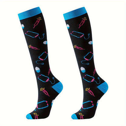 6 Pairs 2024 New Unisex Knee High Athletic Socks Compression Stockings Over The Knee For Women Men Long Socks Running Sport Gym