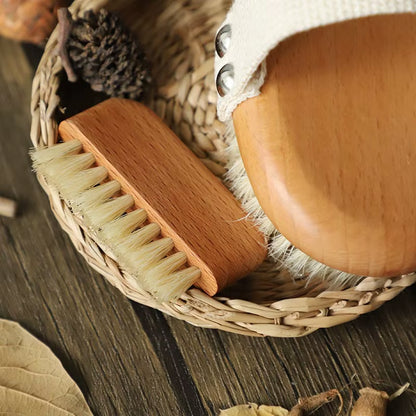 Natural Beech Wood Bristle Mini Finger Nail Brush Custom Logo Nails Cleaning Tools Multifunctional Pig Hair Nail Dust Brush