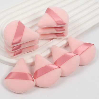 10Pcs Mini Triangle Shape Velvet Powder Puffs, Soft Makeup Blender Sponges for Face Contouring, Eyes & Corners