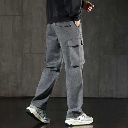 New Men'S Loose Cargo Jeans Outdoor Paratrooper Straight Pants Fashionable Stretch Loose Wide Leg Pants Large Size 4XL 5XL