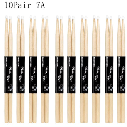 1/5/10 Pair Maple Wood Drum Sticks 5A 7A Electronic Drum Rack Nylon Tip Drumsticks Musical Sticks Percussion Instruments Tools