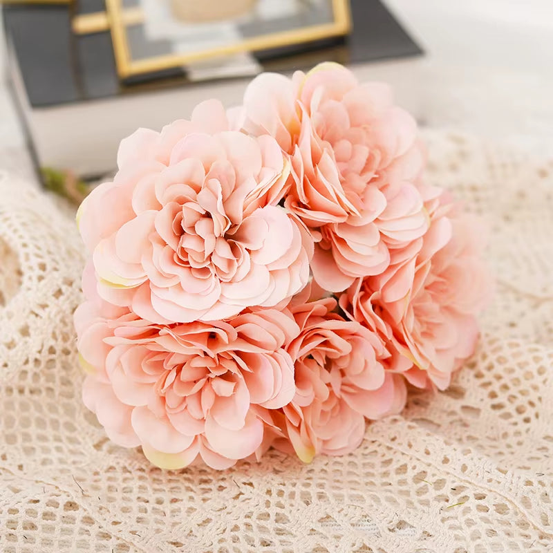 5Pcs Beautiful Artificial Peony Flowers High Quality White Bouquet Wedding Home Table Decor Fake Flowers Christmas Arrangement