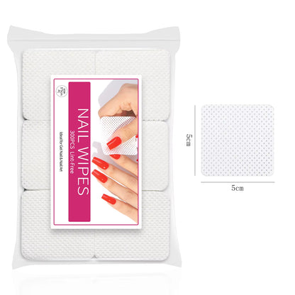 300Pcs Cotton Gel Nail Polish Remover Wipes Nail Cleaning Pads Non Woven Lint-Free Nail Pads for Beauty Salon Nail Art Tool