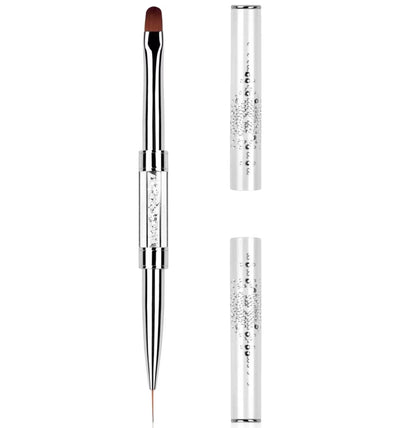 1Pc French Nail Brush 16CM Crescent Oblique French Tip Brush Silver Black Handle French Painting Drawing Tools Nail Art Supplies