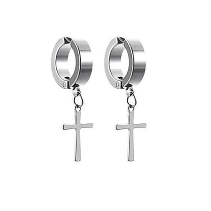2Pcs Punk Mens Strong Magnet Magnetic Ear Stud Set,Non Piercing Cross Clip-On Earrings Suitable Gifting Boyfriend Lover Jewelry