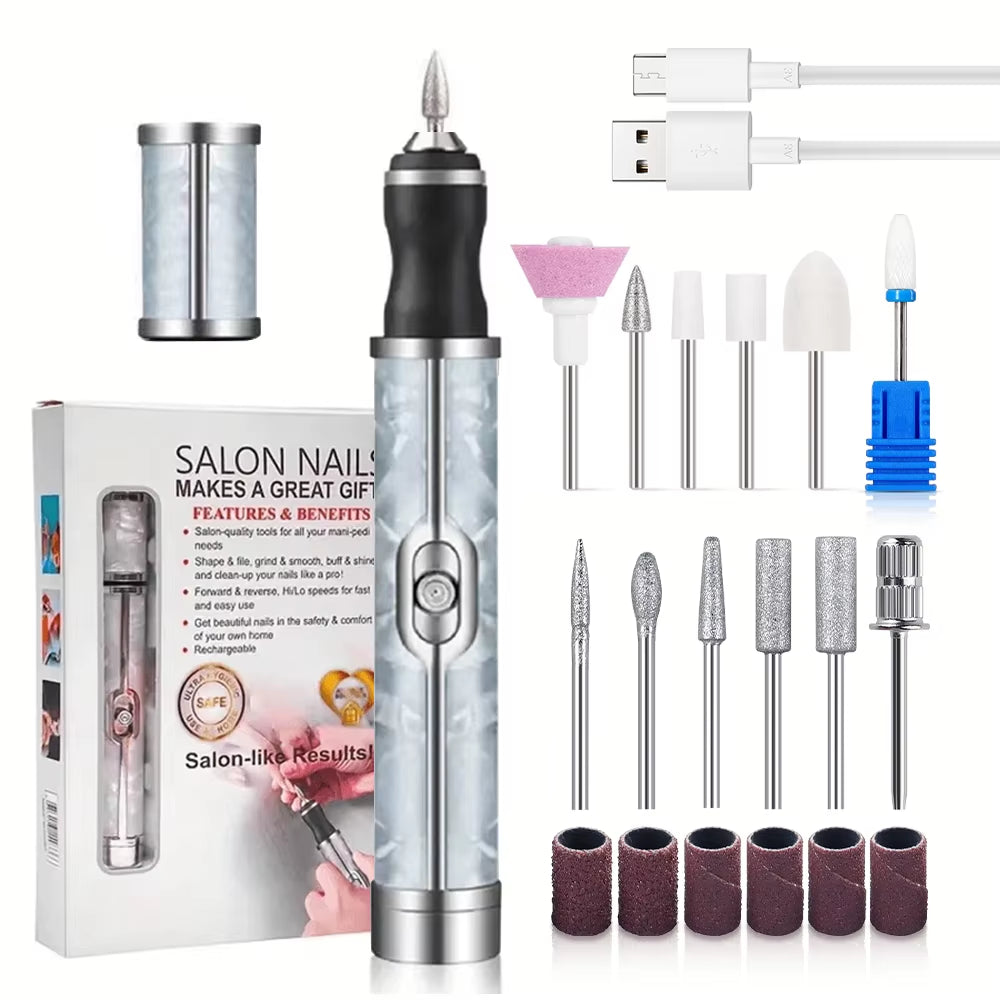 LINMANDA Many Sets Electric Nail File Portable Manicure Pedicure Polishing Grinding Peeling Nail Drill for Fingernail Toenail