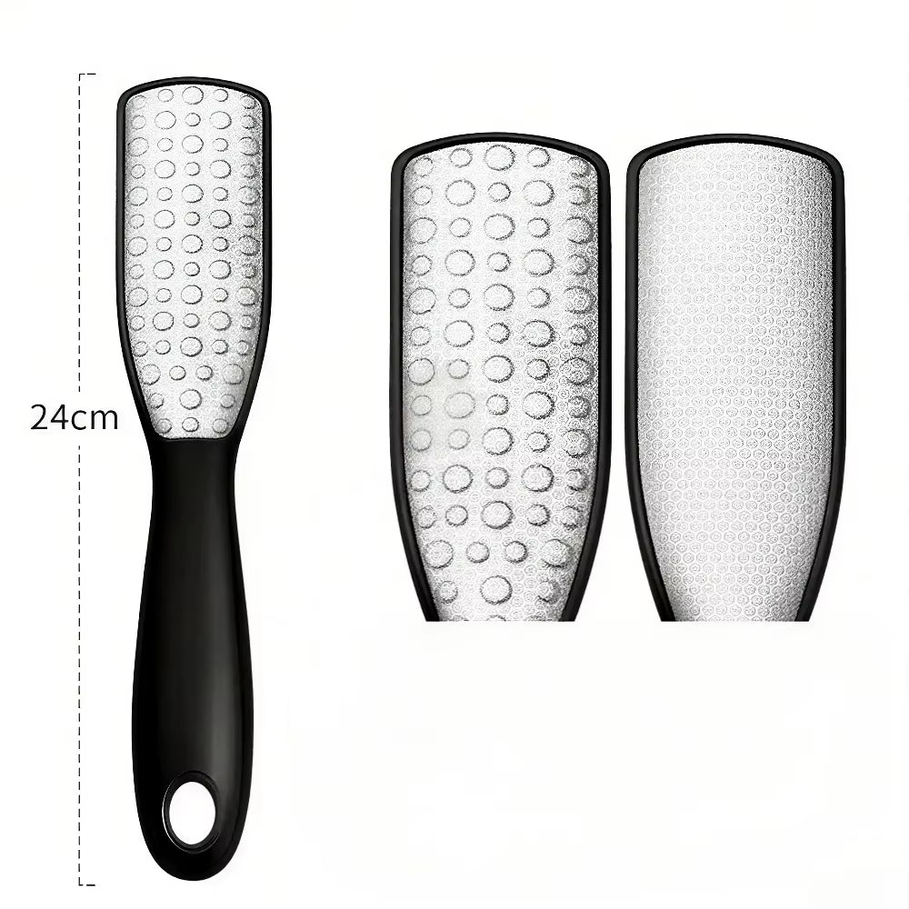 Stainless Steel Dual Sided Foot File Dead Skin Callus Remover Pedicure Scrubber Tool Wet Dry Use Professional Pedicure Tool