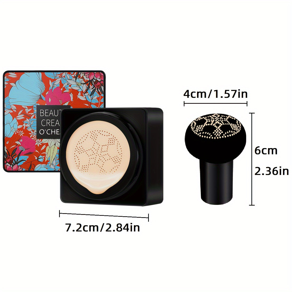 Mushroom Head Foundation BB Cream - Full Coverage, Long-Lasting Moisturizing Concealer for All Skin Types, Natural Nude Finish with Floral Packaging, Longlasting Foundation | Artistic Packaging | Vibrant Design Beauty Fashion