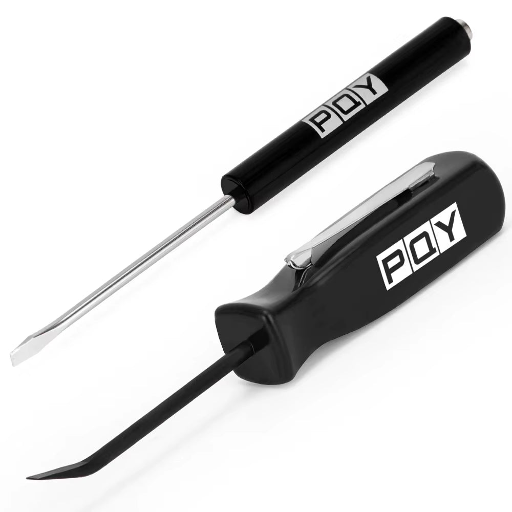 Mini Pocket Clips Screwdriver Strong Magnetic Slotted + Pocket Pry Bar Short Angled Operating Handy Tool 4-Sided Grip