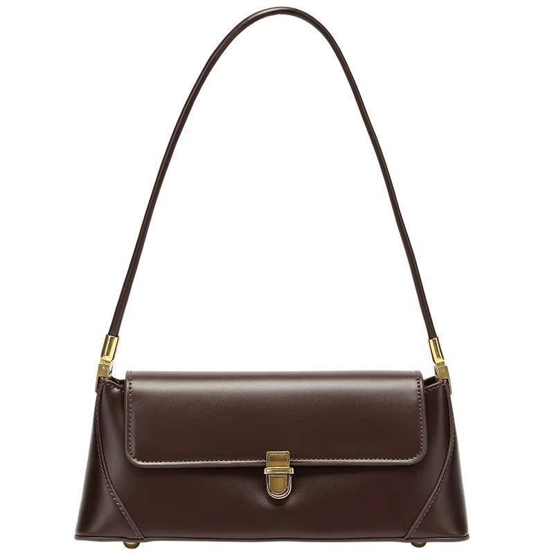 Armpit Bag Retro Niche Design High-End Solid Color One-Shoulder Portable Genuine Leather Women'S Bag Spring and Summer Versatile