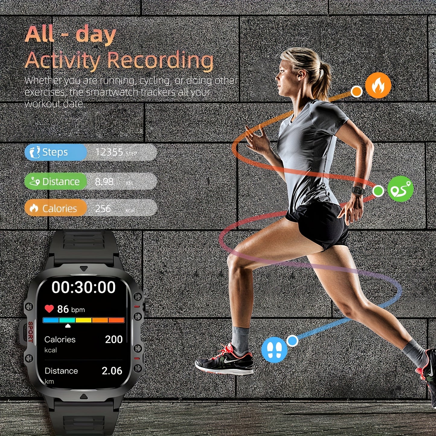 1pc Large 1.96" Touch Screen Smartwatch Pro - Multi-Sport Fitness Tracker, Answer/Make Calls, Message Notification, AI Control, Wireless Call, Heart Rate Monitor, Sleep Tracker, and More Beauty World Shop