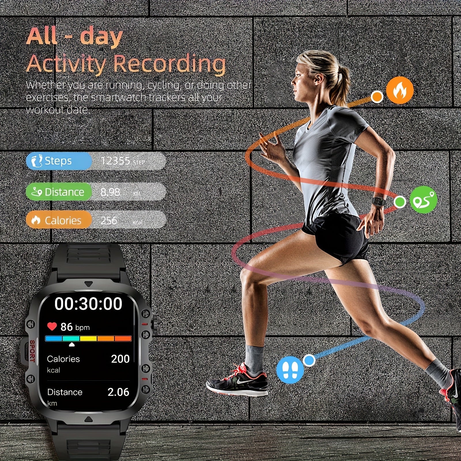 1pc Large 1.96" Touch Screen Smartwatch Pro - Multi-Sport Fitness Tracker, Answer/Make Calls, Message Notification, AI Control, Wireless Call, Heart Rate Monitor, Sleep Tracker, and More Beauty World Shop