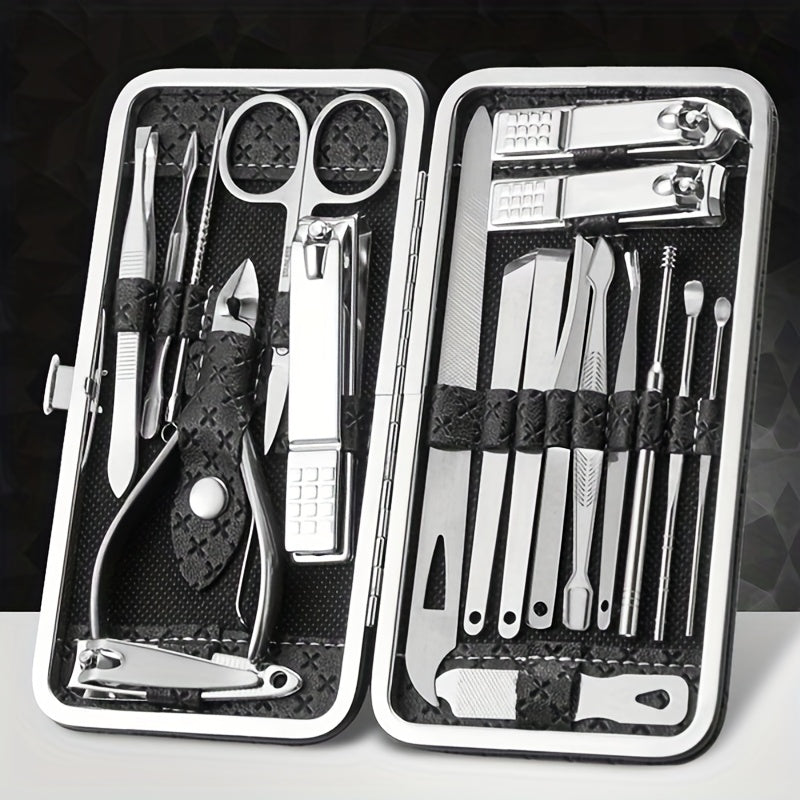 Professional Manicure And Pedicure Set, Nail Clipper Nail Cutter Nail Files Ear Spoon, Beauty Tools Grooming Set with Portable Case, for Nail Care, for Household And Travel Beauty Fashion
