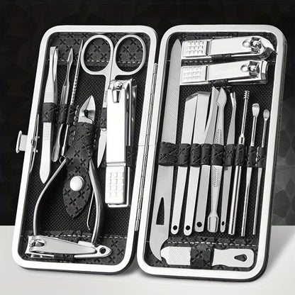Professional Manicure And Pedicure Set, Nail Clipper Nail Cutter Nail Files Ear Spoon, Beauty Tools Grooming Set with Portable Case, for Nail Care, for Household And Travel Beauty Fashion