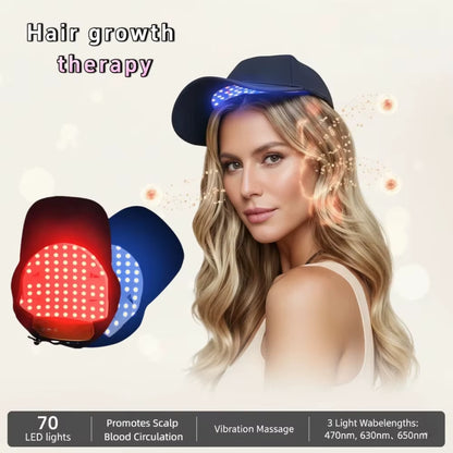 Red Light Hair Growth Cap Infrared Anti-Hair Loss Therapy Device Prevents Hair Loss and Promotes Scalp Blood Circulation