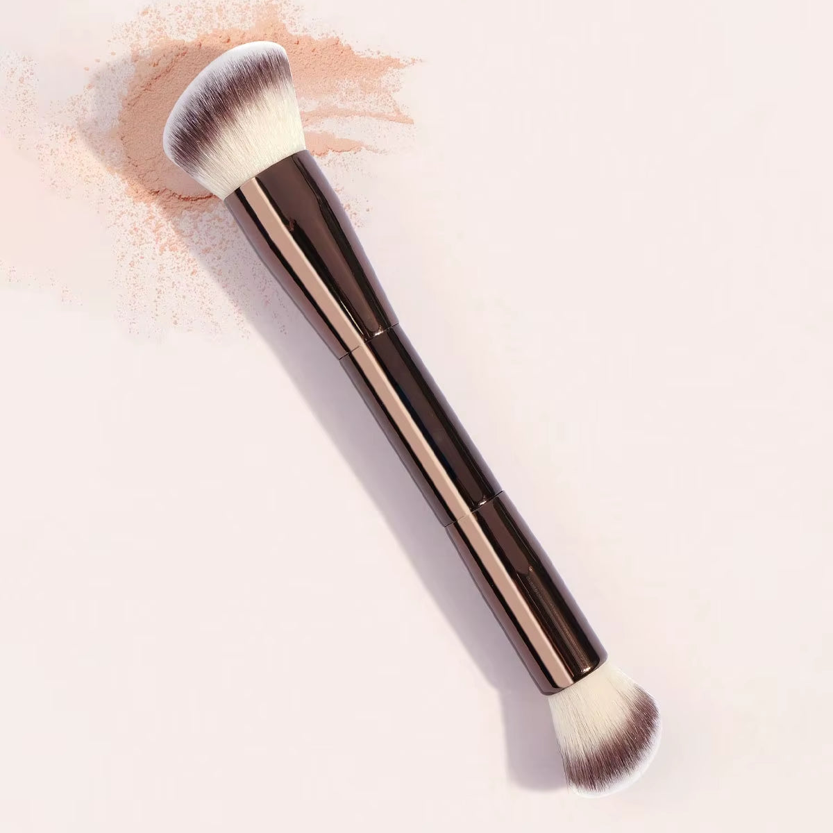 7Pcs Professional Makeup Brush Set, Includes: 4Pcs Dual-Ended Face Brushes, 1Pc Angled Brush, 1Pc Short Handle Foundation Brush,
