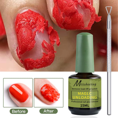 2Pcs/Set Nail Magic Remover with Remover Tool Quickly & Easily Remove Gel Nail Polish and Poly Nail Gel without Harming Nails