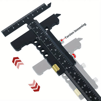 Woodworking Scriber Gauge - Aluminum Alloy Sliding Marking Gauge,T-Square Scribing Measuring Marking Framing Ruler Tool
