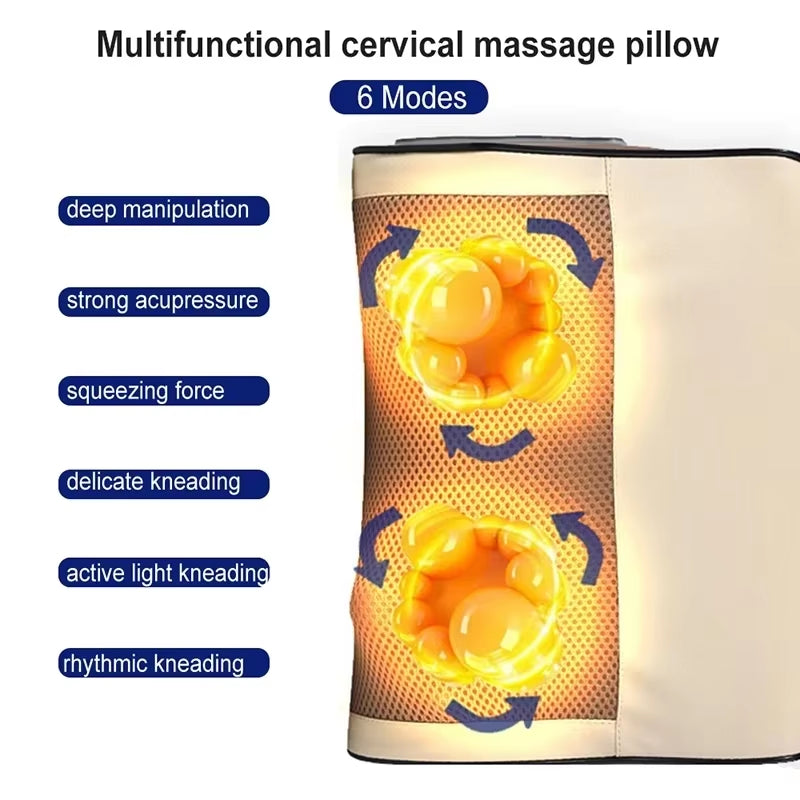 Back Neck Massager Infrared Heating Electric Shoulder Foot Massage Pillow Deep Tissue Kneading for Waist Legs Shoulder Women Men