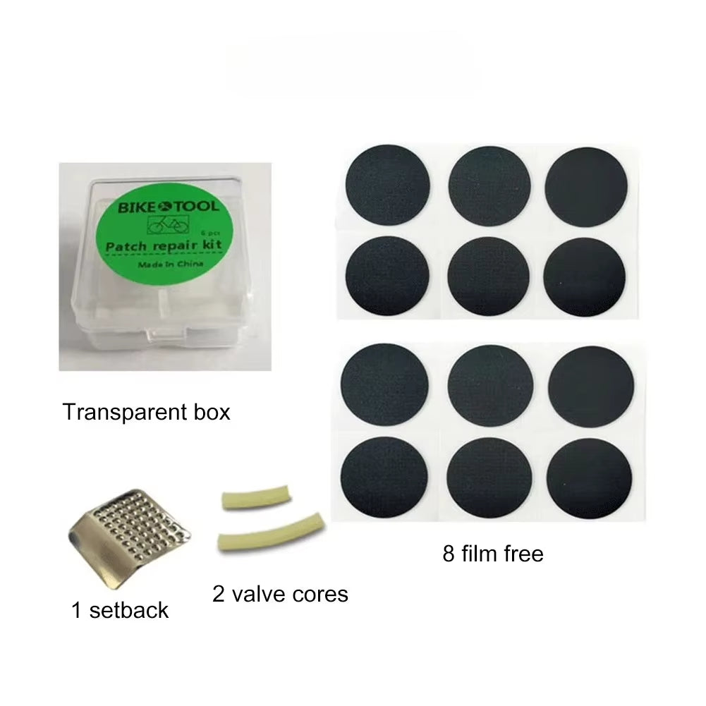 Bike Tire Repair Kit with Vulcanizing Glue & Patches - Bicycle Tube Puncture Set for Mountain/Road Cycling