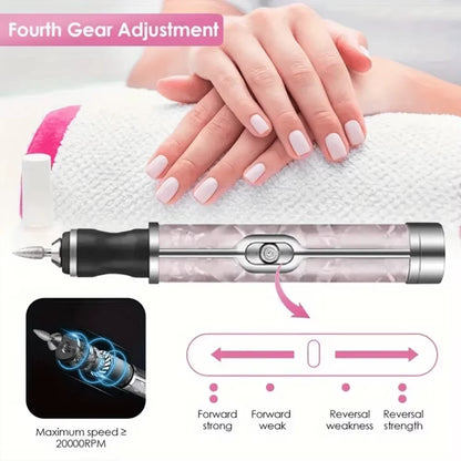 LINMANDA Many Sets Electric Nail File Portable Manicure Pedicure Polishing Grinding Peeling Nail Drill for Fingernail Toenail