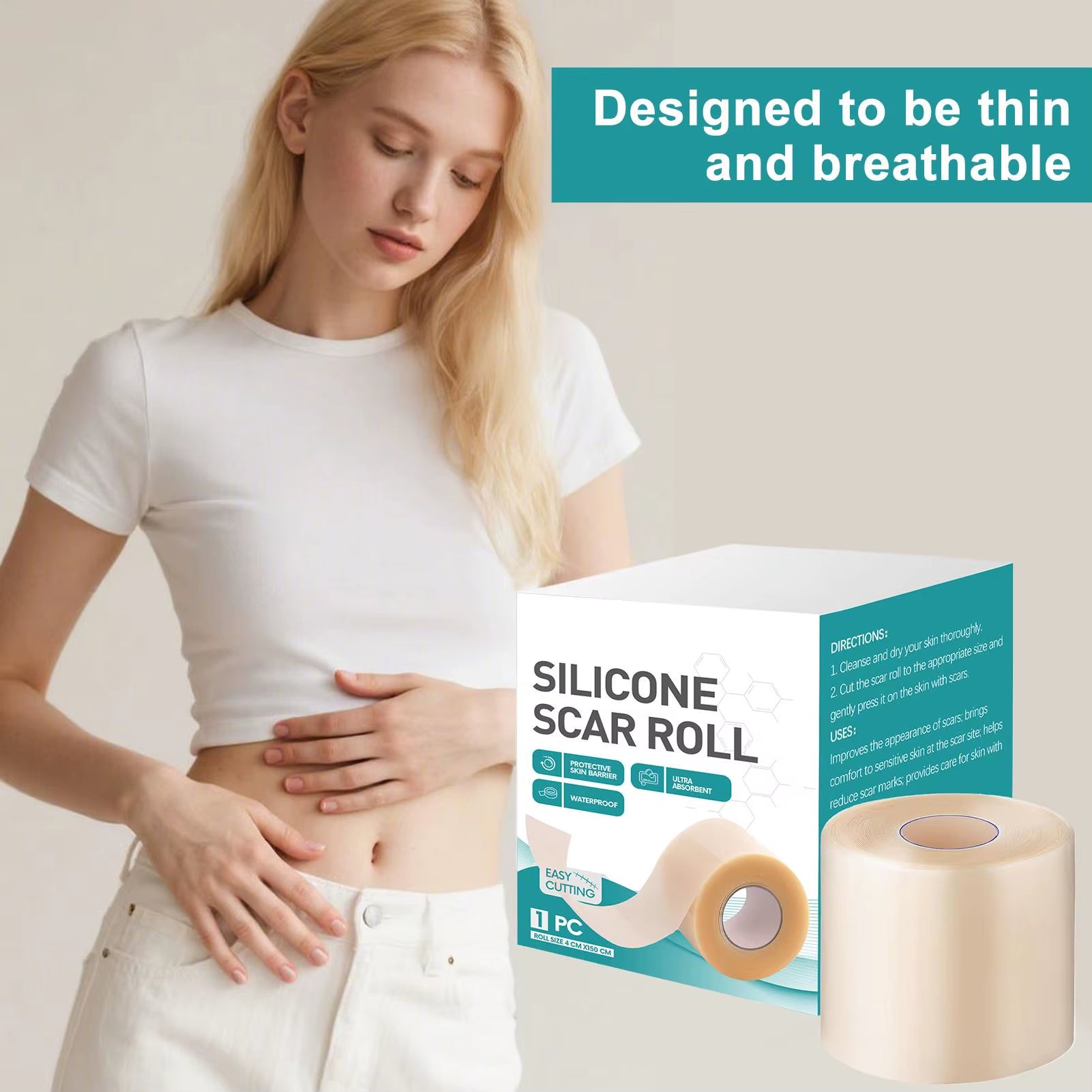 Reusable Invisible Silicone Scar Sheets Fast Healing Repair Strips Self-Adhesive Scar Cover Tape Effective Skin Care Strips