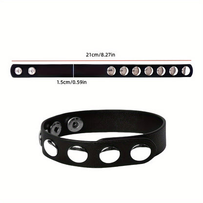 Men's Adjustable PU Leather Penis Ring Toy with Delay Function for Enhanced Performance Beauty Fashion